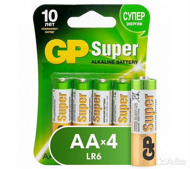 Батарейка щелочная GP LR6 (AA) Super Alkaline 1.5В