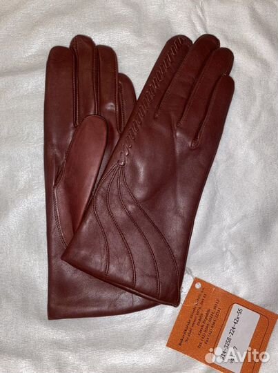 Перчатки кожаные бордовые