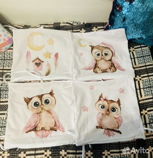 Набор в детскую кроватку принт Совушка