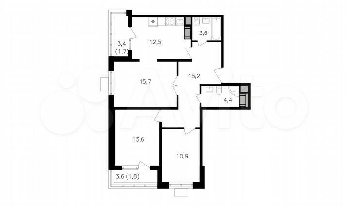 3-к. квартира, 79,4 м², 24/27 эт.