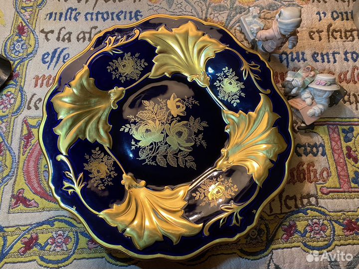 Блюдо большое фарфор германия.Кобальт,золото