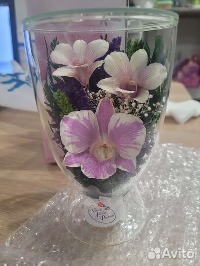 Стабилизированные цветы натуральные в стекле