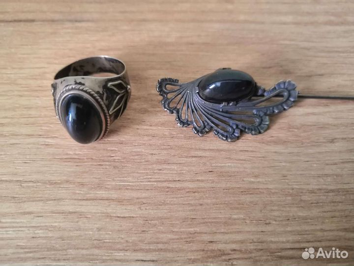 Комлект кольцо и шпилька для шляпы Мельхиор