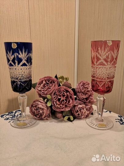 Фужеры немецкий цветной хрусталь