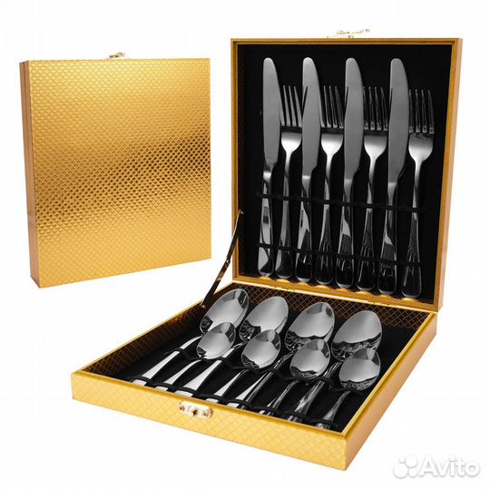 Столовые приборы 4 персоны золото/серебро новые