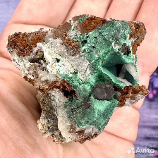 Хризоколла, кварц, малахит