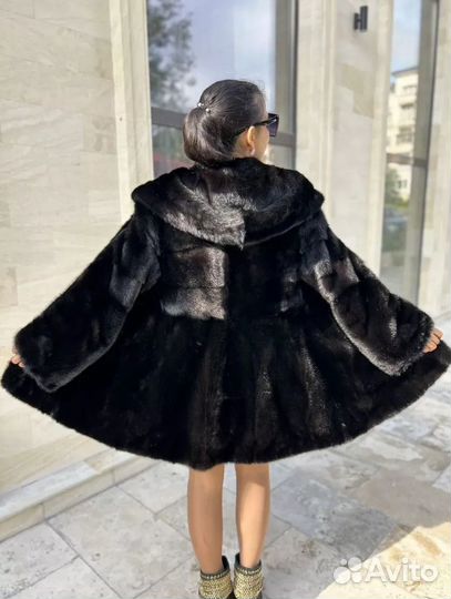 Шуба норковая с капюшоном