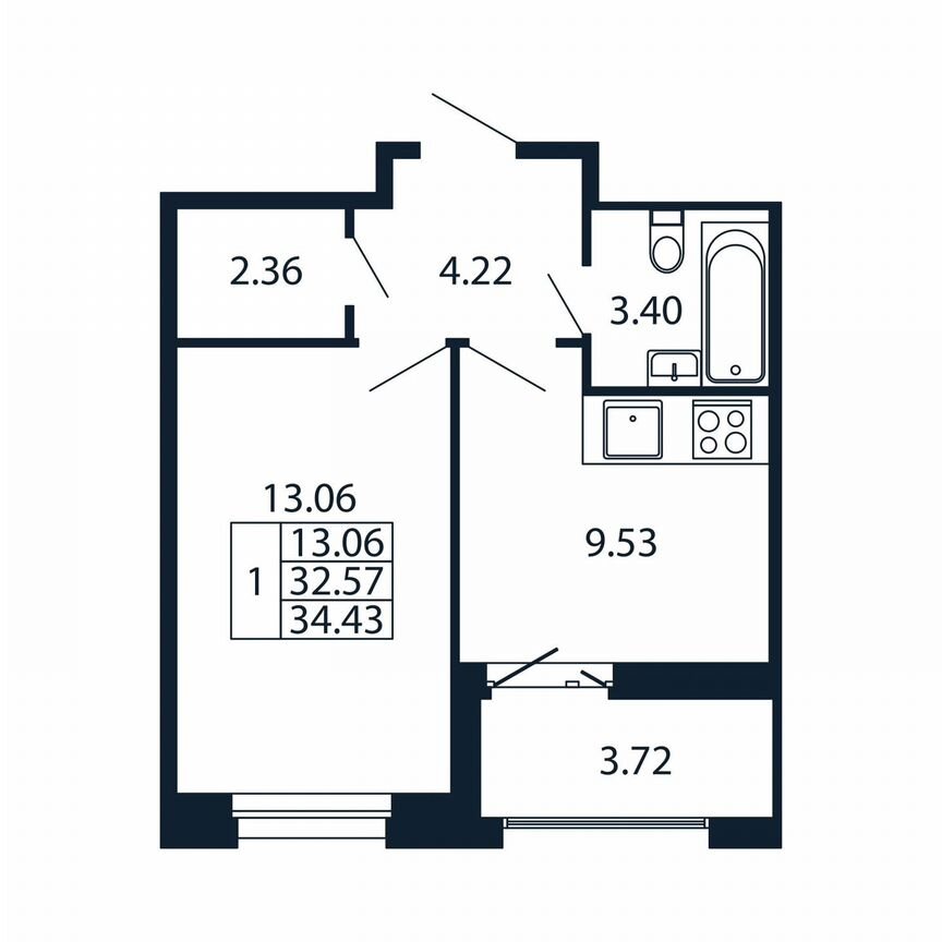 1-к. квартира, 36,3 м², 11/12 эт.