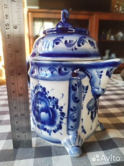 Чайник заварочный Гжель с фарфоровым ситечком