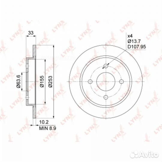Lynxauto BN-1020 Диск тормозной зад