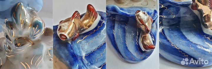 Фарфор СССР Старик и золотая рыбка. Гжель, 1960-е