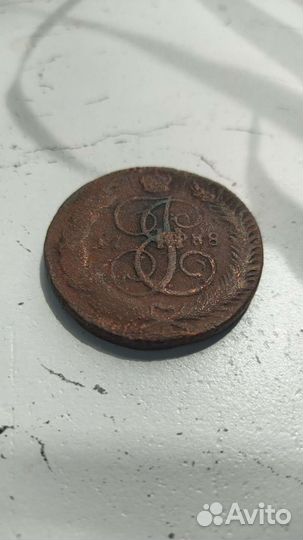 Екатерина 5копейки 1788мм Перечекан из 10 коп 1762