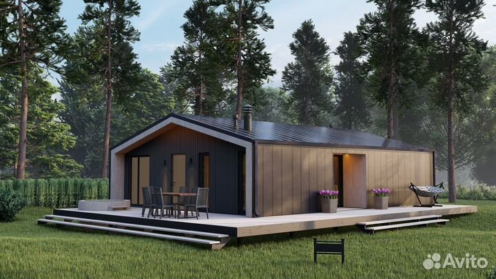 Каркасный дом Барн-хаус 11х8,5 м под ключ