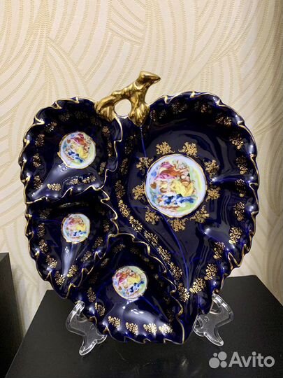 Блюдо Менажница Мадонна Thun Чехия Кобальт Фарфор