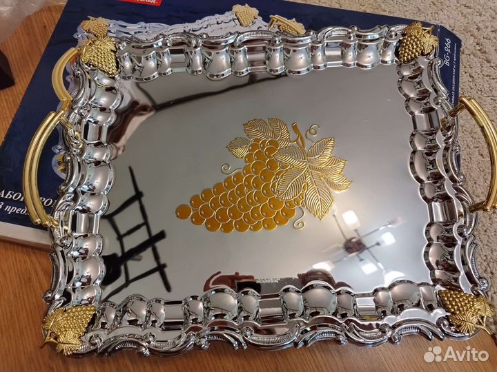 Хромированный сервировочный поднос для кухни