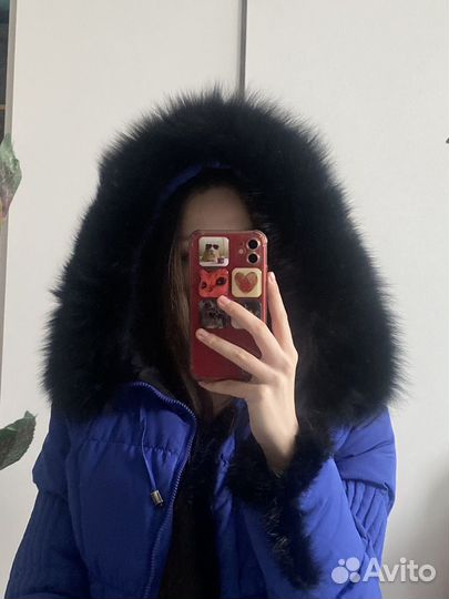 Пуховик женский с натуральным мехом песца