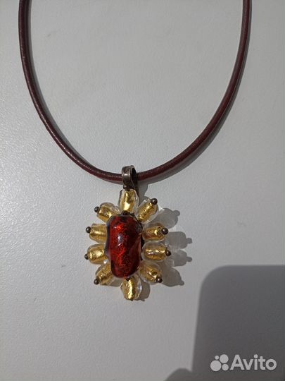 Колье Antika Murrana, Италия, серебро, кожа