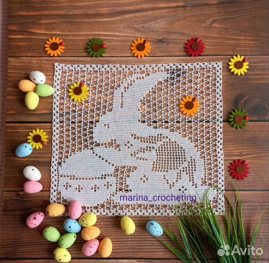 Пасхальные салфетки крючком-2 шт(декор пасхальный)