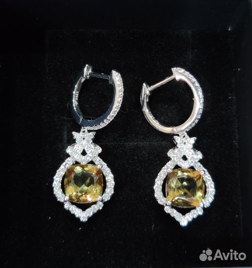 Серьги серебро 925 пробы с султанитом