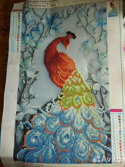 Дракон, павлины алмазная вышивка