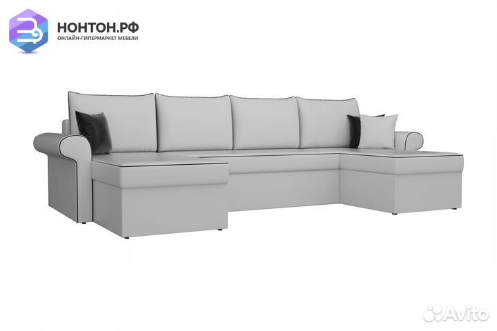 Диван п-образный дельфин Милфорд экокожа белая