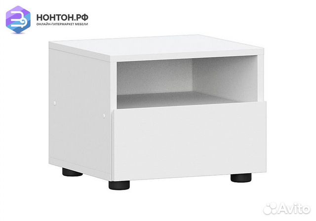 Тумба прикроватная Грейс белая текстурная