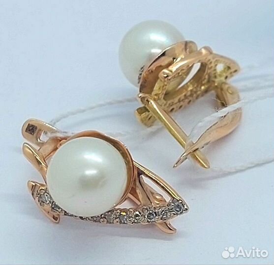 Серьги с природным камнем Золото