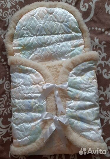 Конверт и одеяло на овчине для новорождённых