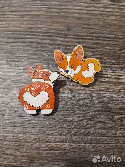 Деревянные брошки