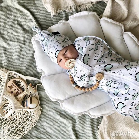 Пеленальный кокон + шапочка (цена за 2 шт) Mjolk