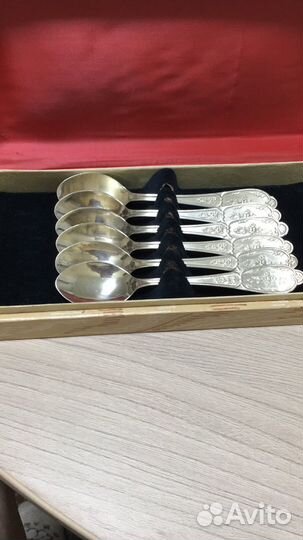 Ложки чайные мельхиоровые позолоченные и посеребр