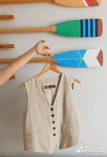 Жилетка и шорты zara 100 лен