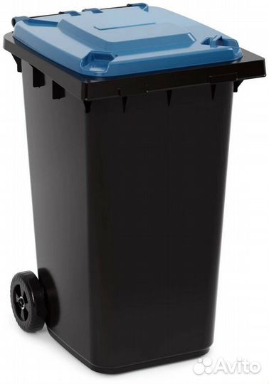 Бак Уфа 240л д/мусора на колесах, черно-синий