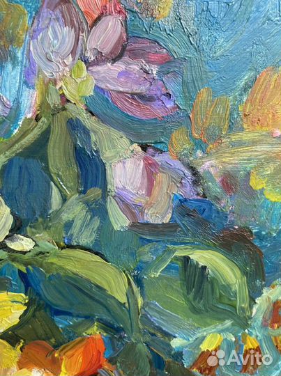 Интерьерная картина маслом «Вечная красота» цветы