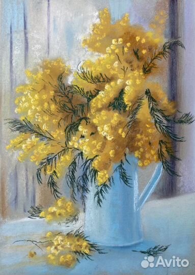 Картина пастель, цветы