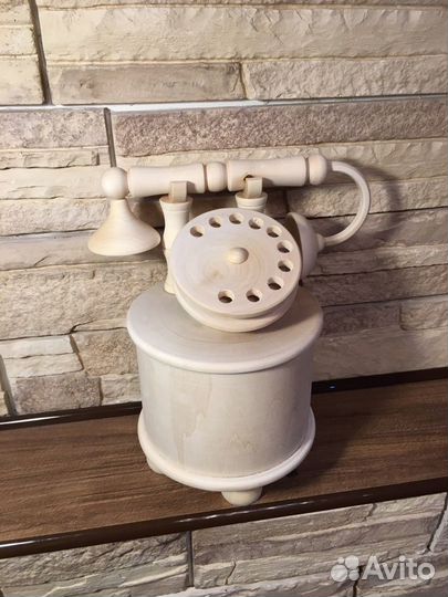 Старинный телефон Шкатулка деревянный