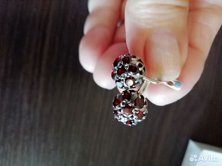 Серьги с гранатом серебро