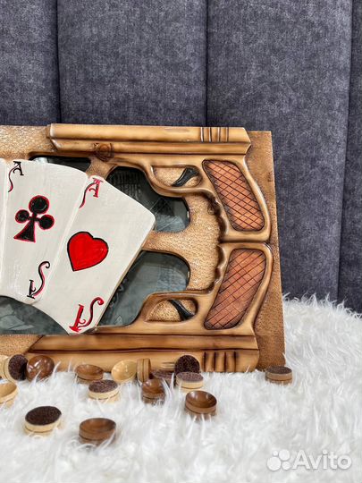 Нарды резные ручной работы со стеклом 