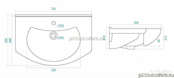 Santek Модерн 1WH110177 Умывальник 75