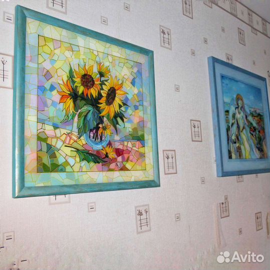 Картина маслом Живопись Подсолнухи. 575х575