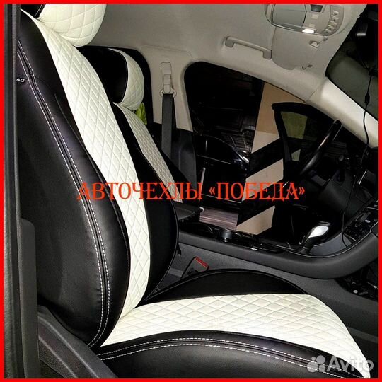 Чехлы Ford Mondeo 4 Tit. из экокожи чёрно-белые