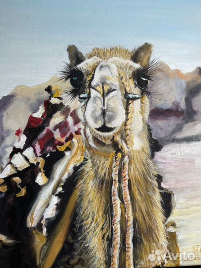 Картина акрилом на холсте верблюд 30/40