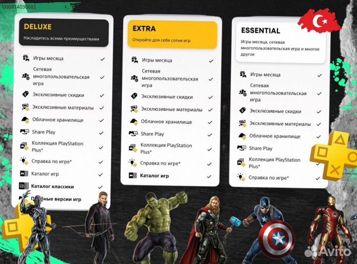 Подписка ps plus Delux+ EA play Турция (Арт.63318)