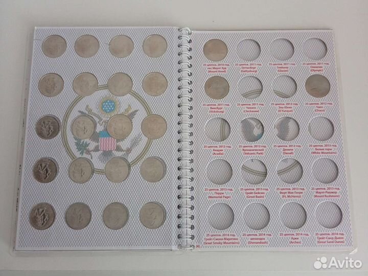 Памятные монеты США 25центов штаты,округа,парки