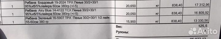 Ткань рибана кашкорсе