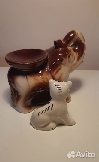 Керамические фигурки слон, львенок