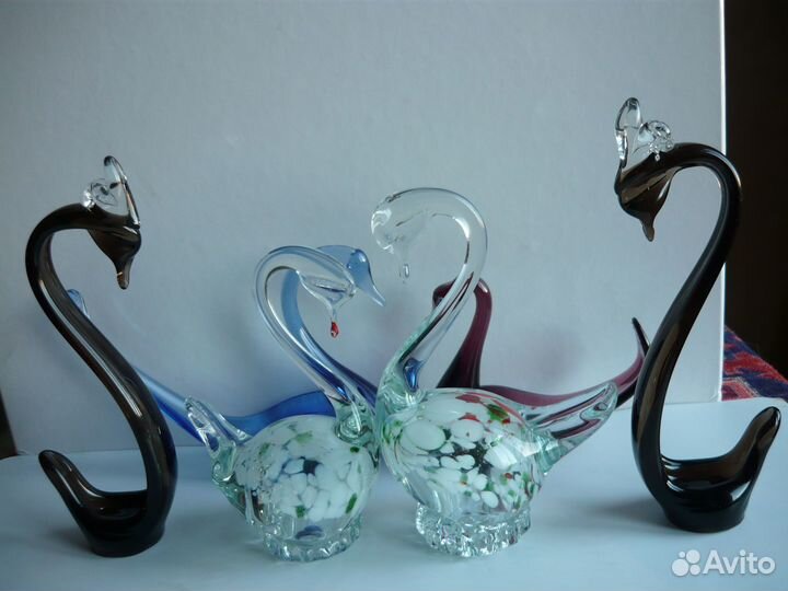 Статуэтки Лебеди, гутное стекло СССР. За 10 шт