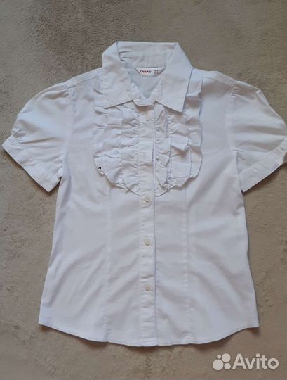 Блузки белые для девочки 128
