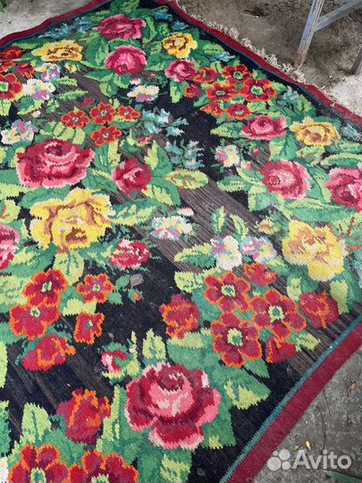 Ковёр ручной работы антиквариат 1950г старинный