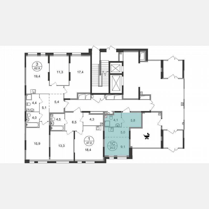 Квартира-студия, 24 м², 1/19 эт.